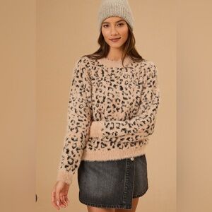 Altar'd State Leopard Print Sweater - Cream and Black